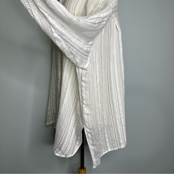 Vince White Sheer Textured Stripe Buttoned Boxy Shirt Top Size XXL NWOT! - Picture 8 of 13